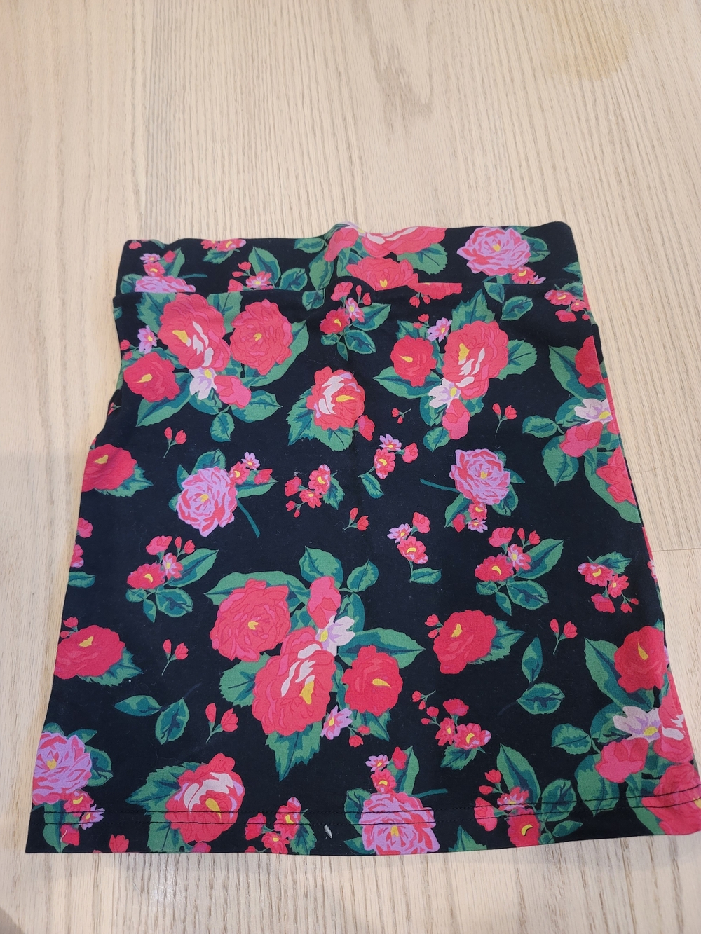 Forever 21 Black Pencil Skirt with Pink and Green Floral Print